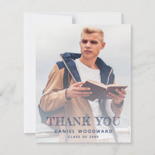 Papier Classe de 2022 2-Photo Graduation Merci bleu