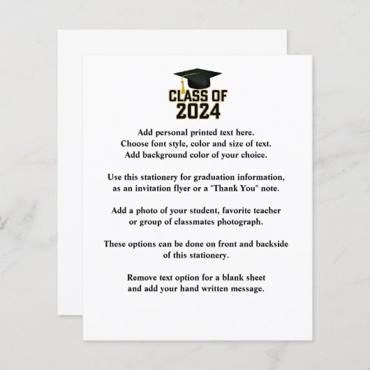 Papier Classe de 2024 Alumni Faire-part (Devant / Derrière)