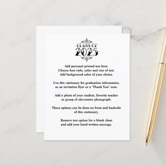 Papier Classe de style tatouage de 2025 Faire-part de gra (Devant/Arrière en situation)