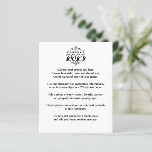 Papier Classe de style tatouage de 2025 Faire-part de gra (Debout devant)