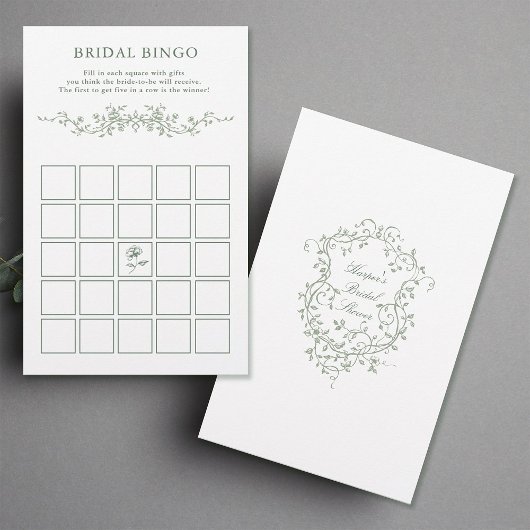 Papier Classé Français Sage Vert Floral Bridal Jeu de Bin