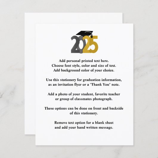 Papier Classe or et argent de 2025 Grad Faire-part (Devant / Derrière)