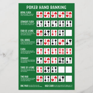 Papier Classement des mains de poker avec visuels