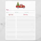 Papier Classeur de Recette de Camion de Noël Rouge et Arb (Devant)