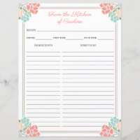 Classeur de recettes Coral & Mint Floral Cookbook