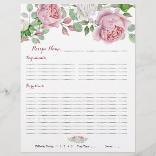 Papier Classeurs floraux rose de Bourgogne - de recettes