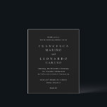 Papier Classic Black Simple Wedding Invitation<br><div class="desc">Classic wedding invitation featuring a dark background and simple text only layout. A timeless,  traditional design ideal for formal and elegant celebrations.  Use the template to generate a QR code or remove it in the design editing tool.</div>