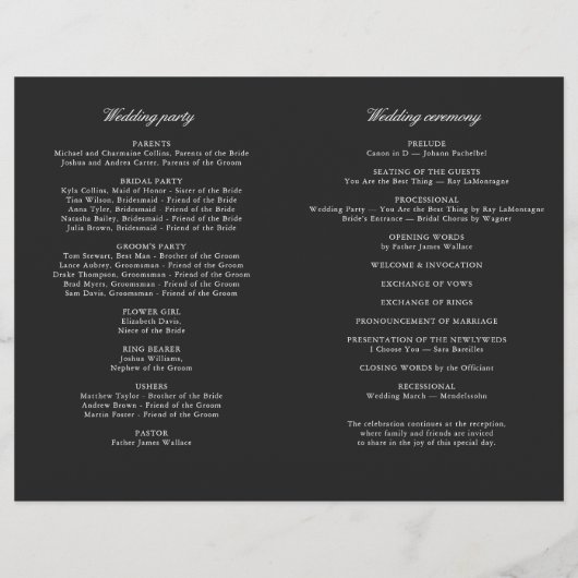 Papier Classic Black & White Modern Wedding Program (Dos)