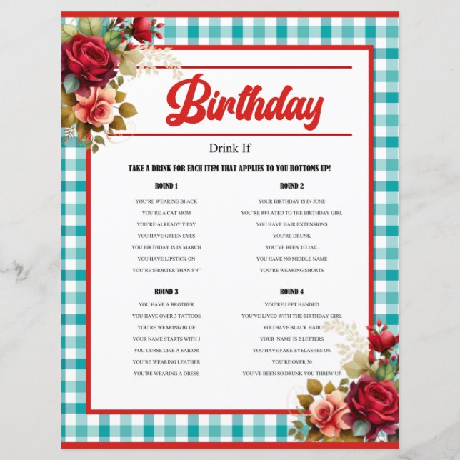 Papier Classic Blue Anniversaire Jeu de Boisson (Devant)