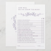 Papier Classic French Lavender Bridal Shower Game (Devant / Derrière)