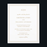 Papier Classic Gold Elegant Budget Faire-part de mariage<br><div class="desc">Style classique faux or tout en un faire-part de mariage budget avec un design simple et minimal avec votre monogramme en haut et vos détails de l'événement entouré d'une double bordure. Les fontes alternent entre un script élégant, une fonte serif traditionnelle et minimaliste sans serif. Le dos contient vos informations...</div>