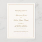 Papier Classic Ivory and Gold Budget Wedding Save Date (Devant)