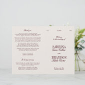 Papier Classic Ivory & Burgundy Modern Wedding Program (Debout devant)