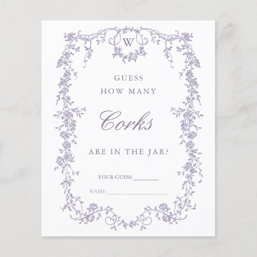 Papier Classic Lavender 'Guess How Many' Bridal Game (Devant)