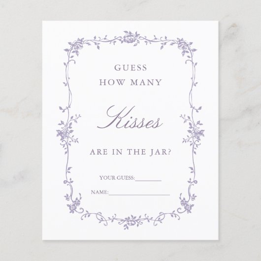 Papier Classic Lavender 'Guess How Many' Bridal Game (Devant)