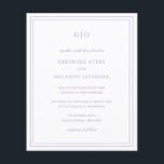 Papier Classic Lilac Élégant Faire-part de mariage budgét<br><div class="desc">Style classique violet / lavande tout en un faire-part de mariage budget avec un design simple et minimal avec votre monogramme en haut et vos détails de l'événement entouré d'une double bordure. Les fontes alternent entre un script élégant, une fonte serif traditionnelle et minimaliste sans serif. Le dos contient vos...</div>