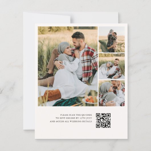 Papier Classic Monogram White QR Code 4 Photo Wedding (Dos)