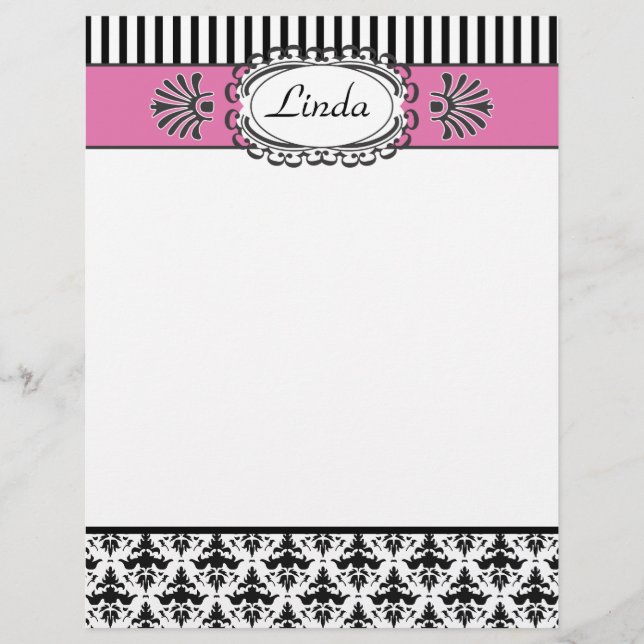 Papier Classic Retro Hot Pink et Black Paris Chic (Devant)