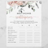 Papier Classic Rose Baby shower Scattegories Jeu (Devant)
