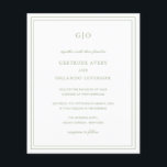 Papier Classic Sage Green Élégant Mariage Invitation<br><div class="desc">Style classique, vert sauge tout en un faire-part de mariage économique avec un design simple et minimal avec votre monogramme en haut et vos détails de l'événement entouré d'une double bordure. Les fontes alternent entre un script élégant, une fonte serif traditionnelle et minimaliste sans serif. Le dos contient vos informations...</div>