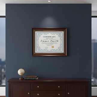 Papier Classic Teal Ornate Certificate of Achievement