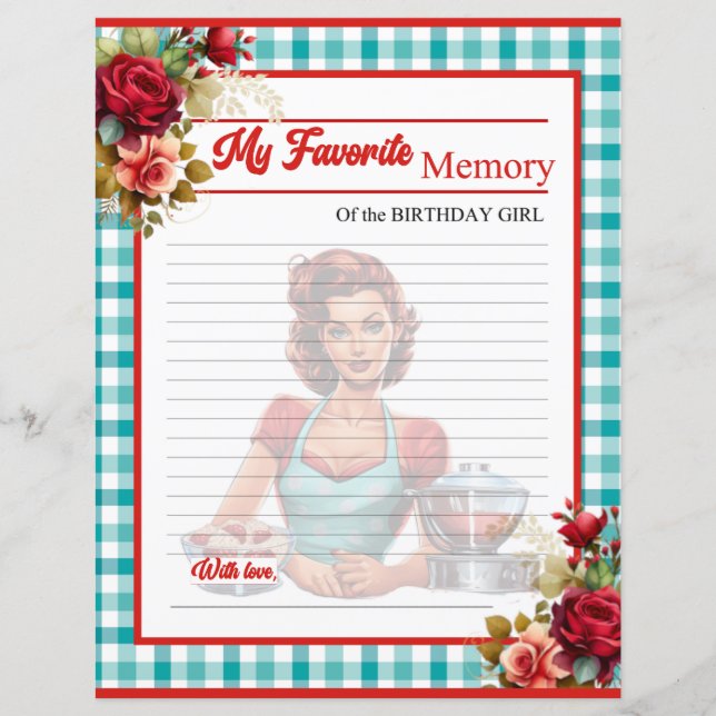 Papier Classique Bleu Anniversaire Fête Mémoire Favorite (Devant)