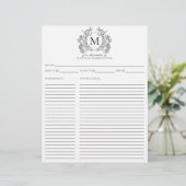 Papier Classique Simple Noir Crest Monogramme Recette (Debout devant)