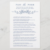 Papier Classy Blue Floral 'Pass Poem' Jeu (Devant)