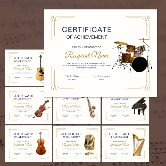 Papier Classy Frame Percussion Course Award Certificate (ClassyFrame Singing Voice Course Award Certificate)