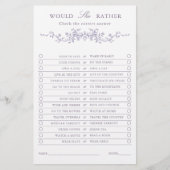 Papier Classy French Lavender 'Would She Rather' Game  (Devant)