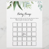 Papier Classy Green Tropical Baby Bingo Douche Jeu (Devant)
