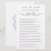 Papier Classy Lavender Floral 'Pass the Poem' Game  (Devant / Derrière)