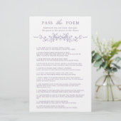 Papier Classy Lavender Floral 'Pass the Poem' Game  (Debout devant)