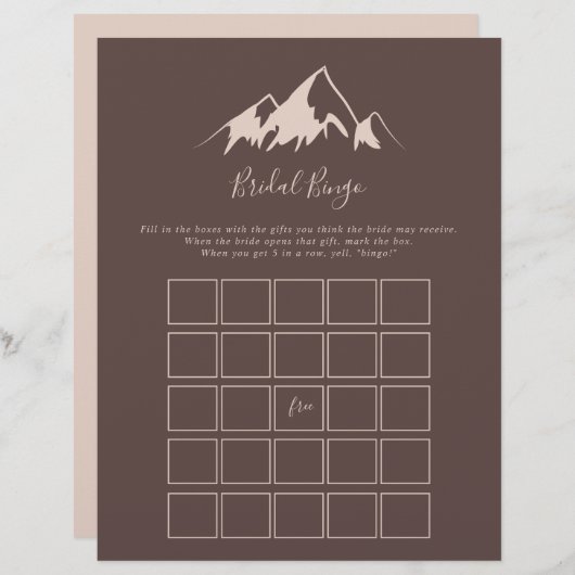 Papier Clear Mountain Country Bride jeu de bingo (Devant / Derrière)