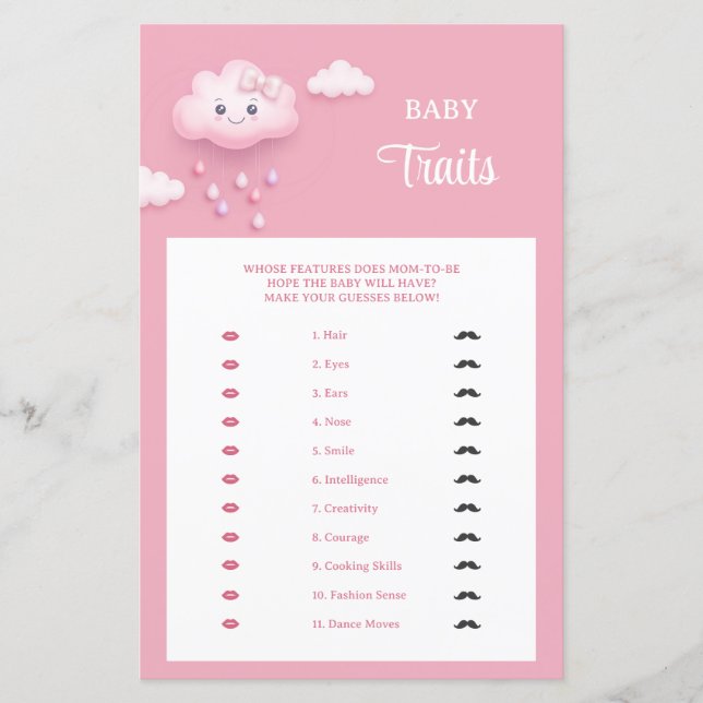 Papier Clouage doux blanc souriant 9 Baby Traits jeu (Devant)