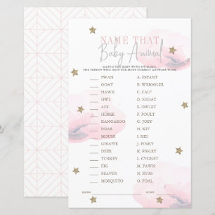 Papier Cloud 9 étoiles rose Baby shower Nom de l'animal b