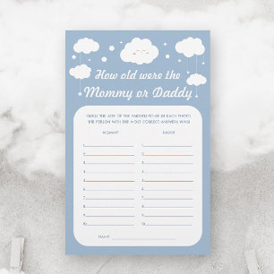 Papier Cloud Baby shower Jeu Devinez Age Maman Papa Bleu