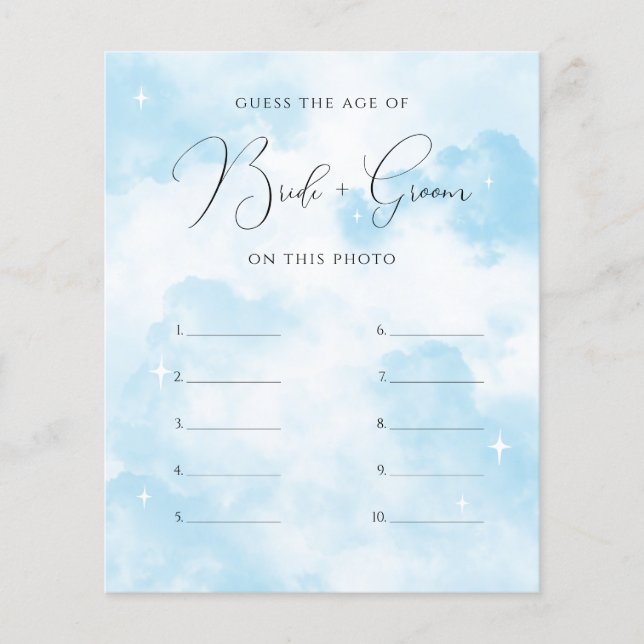 Papier Cloud Nine Jeu de devinette de l'âge des mariés (Devant)