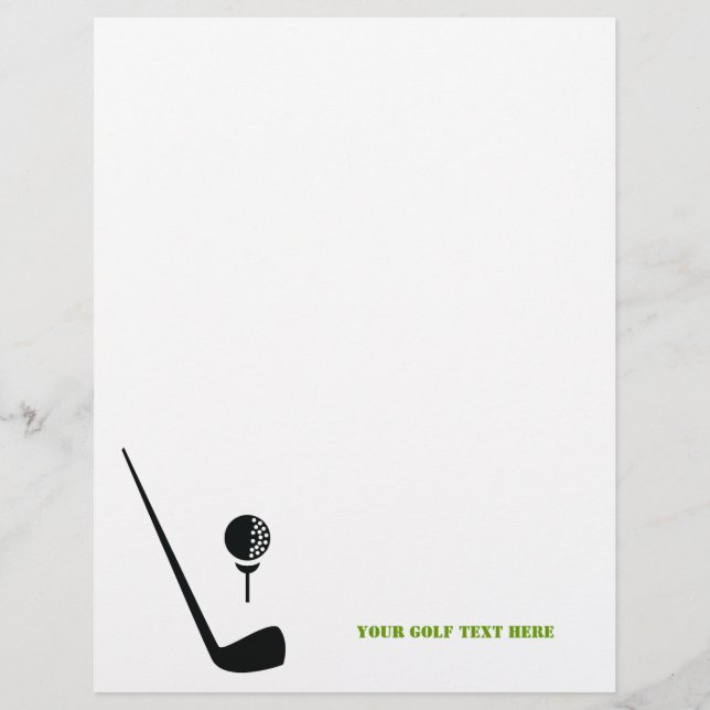 Papier Club de golf et boule noir, vert personnalisé (Devant)