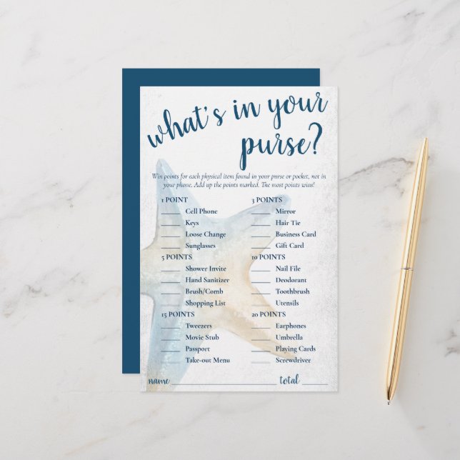 Papier Coastal Chic | Bleu Starfish Dans Votre Jeu De Por (Devant/Arrière en situation)