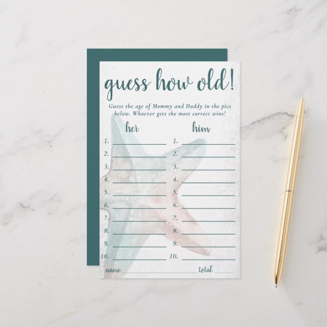 Papier Coastal Chic | Turquoise Starfish Devinez Quel Jeu (Devant/Arrière en situation)