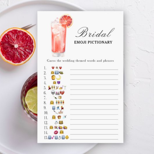 Papier Cocktai Bridal shower Emoji Pictionary game