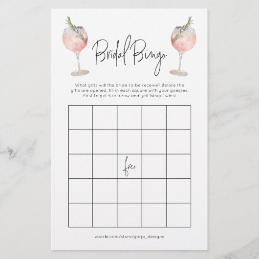 Papier Cocktail Bridal Bingo Jeu de Bachelorette (Devant)