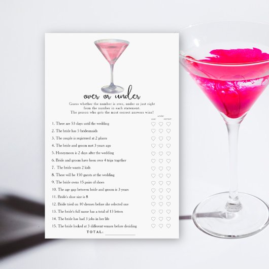 Papier Cocktail Bridal shower Over or under game