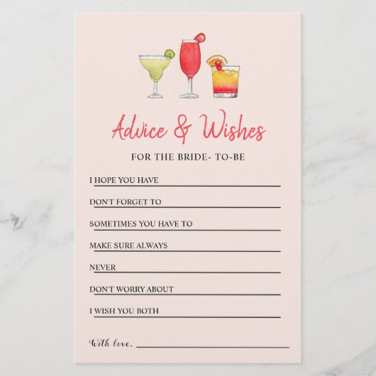Papier Cocktail Douche nuptiale Conseils & Wish card (Devant)