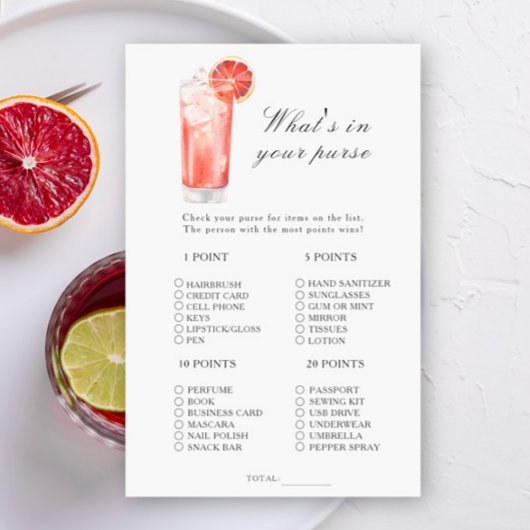 Papier Cocktail - What's in your purse game