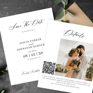 Papier Code QR budget élégant photo mariage économiser la