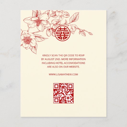 Papier Code QR BUDGET | Magnolia Cream Mariage chinois (Dos)