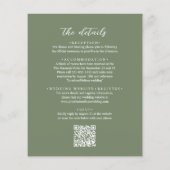 Papier Code QR BUDGET Mariage Élégant Vert Sauge Profond (Dos)