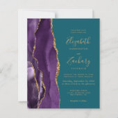 Papier Code QR Budget Mariage Violet Or Agate Sarcelle (Devant)